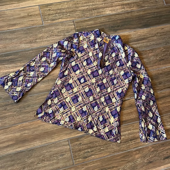 Tory Burch Metallic Silk Tunic - Picture 2 of 3